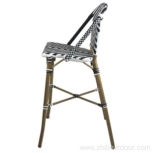 Patio French Aluminum Bistro Outdoor Rattan Bar Chair